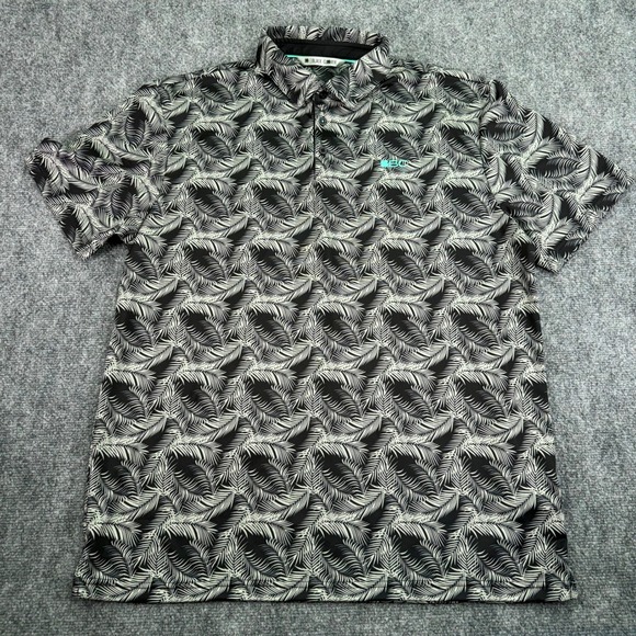 Black Clover Other - Black Clover Polo Shirt Mens XL Black Palm Leaf Live Lucky Golf Performance